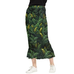 Banana Leaves Maxi Fishtail Chiffon Skirt by goljakoff