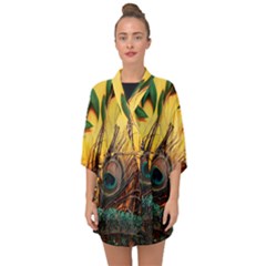 City Lights Sky Landmark Painting Half Sleeve Chiffon Kimono by Cemarart