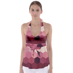 Hexagon Valentine Valentines Tie Back Tankini Top by Grandong