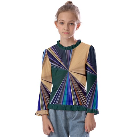 Zig Zag Pattern Geometric Design Kids  Frill Detail T-shirt by Cemarart