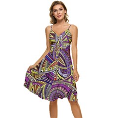 Violet Paisley Background, Paisley Patterns, Floral Patterns Sleeveless Tie Front Chiffon Dress by nateshop