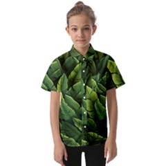 Green Leaves Kids  Short Sleeve Shirt by goljakoff