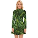 Green leaves Long Sleeve Velour Longline Dress View1