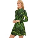 Green leaves Long Sleeve Velour Longline Dress View2