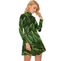 Green leaves Long Sleeve Velour Longline Dress View3