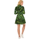 Green leaves Long Sleeve Velour Longline Dress View4