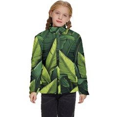 Banana Leaves Pattern Kids  Puffer Bubble Jacket Coat by goljakoff