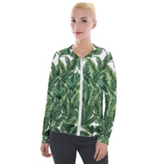 Tropical Leaves Velvet Zip Up Jacket by goljakoff