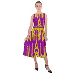 Yellow And Purple In Harmony Midi Tie-back Chiffon Dress by pepitasart