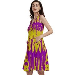 Yellow And Purple In Harmony Sleeveless V-neck Skater Dress With Pockets by pepitasart