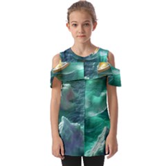 Mountain Wolf Tree Nature Moon Fold Over Open Sleeve Top by Cemarart