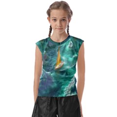 Valley Night Mountains Kids  Raglan Cap Sleeve T-shirt by Cemarart