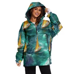 Dolphin Swimming Sea Ocean Women s Ski And Snowboard Jacket by Cemarart