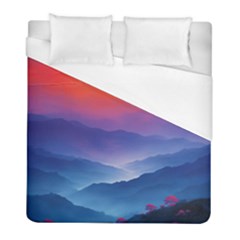 Valley Night Mountains Duvet Cover (full/ Double Size) by Cemarart