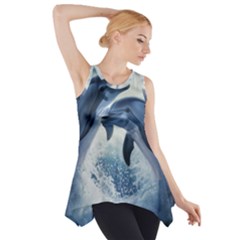 Dolphins Sea Ocean Water Side Drop Tank Tunic by Cemarart