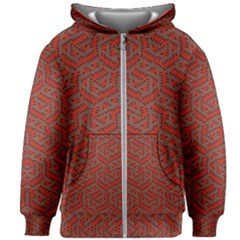 Hexagon Motif Geometric Tribal Style Pattern Kids  Zipper Hoodie Without Drawstring by dflcprintsclothing