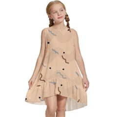 Lines Dots Pattern Abstract Art Kids  Frill Swing Dress by Cemarart