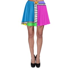 Shapes Texture Colorful Cartoon Skater Skirt by Cemarart