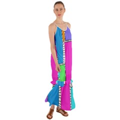 Shapes Texture Colorful Cartoon Cami Maxi Ruffle Chiffon Dress by Cemarart