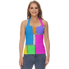 Shapes Texture Colorful Cartoon Basic Halter Top by Cemarart