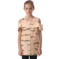 Lines Dots Pattern Abstract Fold Over Open Sleeve Top by Cemarart