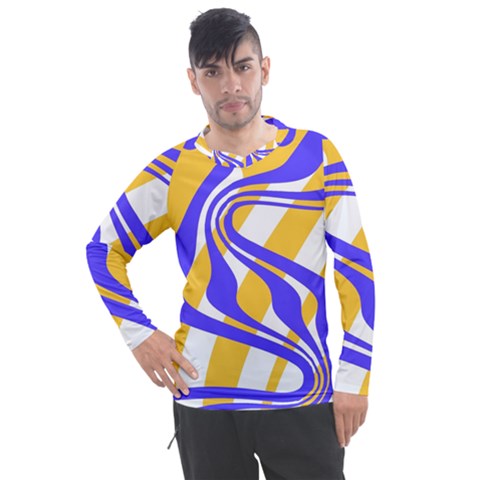 Print Pattern Warp Lines Men s Pique Long Sleeve T-shirt by Cemarart