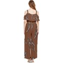 Feather Leaf Pattern Print Draped Sleeveless Chiffon Jumpsuit View2