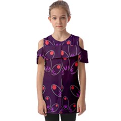 Pattern Petals Dots Print Seamless Fold Over Open Sleeve Top by Cemarart