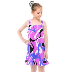 Swirl Pink White Blue Black Kids  Overall Dress by Cemarart