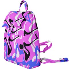 Swirl Pink White Blue Black Buckle Everyday Backpack by Cemarart