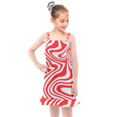 Red White Background Swirl Playful Kids  Overall Dress by Cemarart