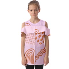 Elements Scribbles Wiggly Lines Retro Vintage Fold Over Open Sleeve Top by Cemarart