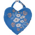 Doodle Flowers Leaves Plant Design Giant Heart Shaped Tote View2