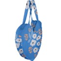 Doodle Flowers Leaves Plant Design Giant Heart Shaped Tote View4