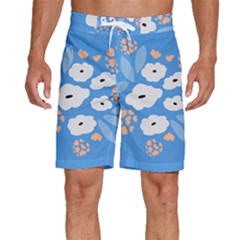 Doodle Flowers Leaves Plant Design Men s Beach Shorts by Cemarart