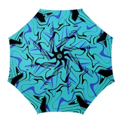 Mint Background Swirl Blue Black Golf Umbrellas by Cemarart