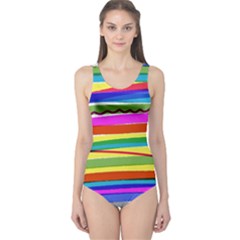 Print Ink Colorful Background One Piece Swimsuit by Cemarart