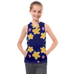 Doodle Flower Leaves Plant Design Kids  Sleeveless Hoodie by Cemarart