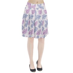 Leaves Line Art Background Pleated Skirt by Cemarart