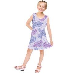 Leaves Line Art Background Kids  Tunic Dress by Cemarart