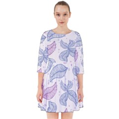 Leaves Line Art Background Smock Dress by Cemarart