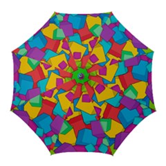 Abstract Cube Colorful  3d Square Pattern Golf Umbrellas by Cemarart