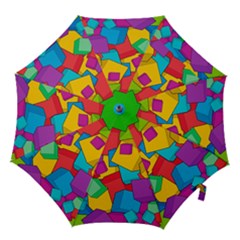 Abstract Cube Colorful  3d Square Pattern Hook Handle Umbrellas (small) by Cemarart