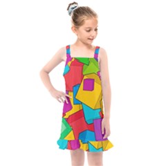 Abstract Cube Colorful  3d Square Pattern Kids  Overall Dress by Cemarart