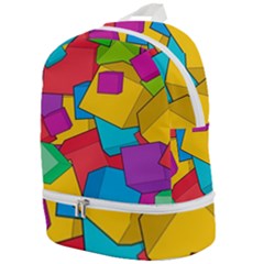 Abstract Cube Colorful  3d Square Pattern Zip Bottom Backpack by Cemarart