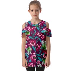 Flowers Pattern Art Texture Floral Fold Over Open Sleeve Top by Cemarart