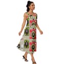 Retro Camera Pattern Graph Square Neckline Tiered Midi Dress View3