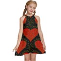 Love Hearts Pattern Style Kids  Halter Collar Waist Tie Chiffon Dress View1