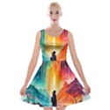 Starry Night Wanderlust: A Whimsical Adventure Velvet Skater Dress View1