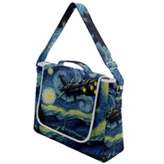 Spaceship Starry Night Van Gogh Painting Box Up Messenger Bag by Maspions